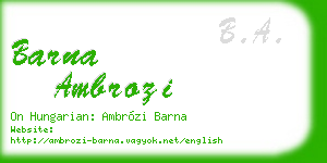 barna ambrozi business card